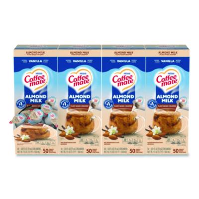 Coffee mate Plant-Based Almond Milk Non-Dairy Liquid Creamer Singles, Natural Vanilla, 0.38 oz Mini Cups, 200/Carton (42258CT)