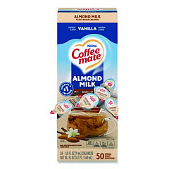 Coffee mate Plant-Based Almond Milk Non-Dairy Liquid Creamer Singles, Natural Vanilla, 0.38 oz Mini Cups, 50/Box (42258)