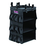 3-Sided Hanging Bag with Shelves for Suncast Commercial HKC1000/HKC2000 Housekeeping Carts, 25.4 gal, 15.7 x 12.4 x 30, Black (HKCBAG03D)