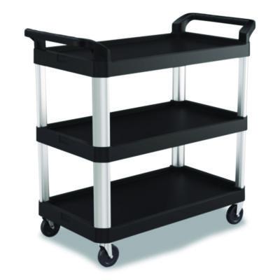 Suncast Commercial Three-Shelf Service Cart, Metal/Plastic, 3 Shelves, 300 lb Capacity, 20" x 39.85" x 38.17", Black (RC2040)