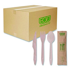 Eco-Products Wood Cutlery, General Purpose, Fork/Knife/Napkin/Spoon, Natural, 500/Carton (EPS215)