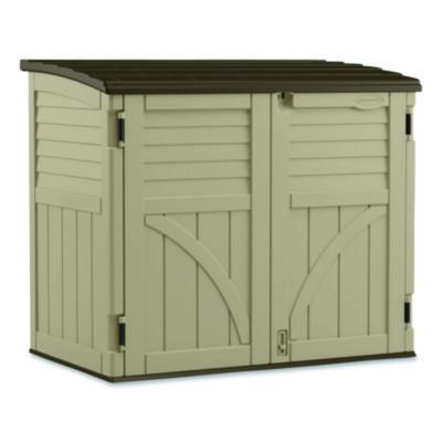 Suncast Horizontal Storage Shed, 4 ft 5" x 2 ft 8.5" x 3 ft 9.5", Sand/Slate (BMS3400X)
