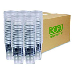Eco-Products BlueStripe 25% Recycled Content Cold Cups, 16 oz, Plastic, Clear/Blue, 50/Pack, 20 Packs/Carton (EPCR16)