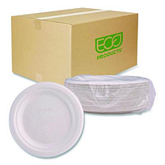 Eco-Products Vanguard Renewable and Compostable Sugarcane Plates, 7" dia, White, 1,000/Carton (EPP011NFA)