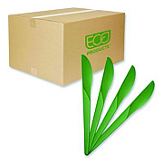 Eco-Products Plantware Compostable Cutlery, Knife, Plastic, Green, 1,000/Carton (EPS011G)