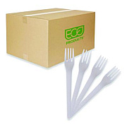 Eco-Products Plantware Compostable Cutlery, Fork, Plastic, Pearl White, 50/Pack, 20 Packs/Carton (EPS012)