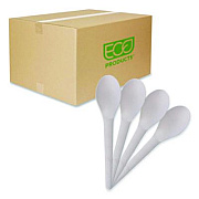 Eco-Products Plantware Compostable Cutlery, Spoon, Plastic, Pearl White, 50/Pack, 20 Pack/Carton (EPS013)