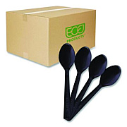 Eco-Products 100% Recycled Content Cutlery, Spoon, Plastic, Black, 50/Pack, 20 Pack/Carton (EPS113)