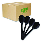 Eco-Products 100% Recycled Content Cutlery, Soup Spoon, Plastic, Black, 50/Pack, 20 Packs/Carton (EPS114)