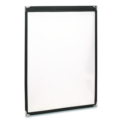 Excello Global Products Menu Holder For 8.5 x 11 Menus, Portrait Orientation, 2-View, 9.3 x 12 Holder, Clear/Black/Silver, 10/Pack (SPLSMENU2)