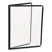 Excello Global Products Menu Holder For 8.5 x 11 Menus, Portrait Orientation, 4-View, 9.6 x 12 Holder, Clear/Black/Silver, 10/Pack (SPLSMENU4)