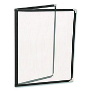 Excello Global Products Menu Holder For 8.5 x 11 Menus, Portrait Orientation 4-View, 9.6 x 11.9, Clear/Black/Silver (SPLSMENU41PK)