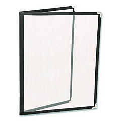 Excello Global Products Menu Holder For 8.5 x 11 Menus, Portrait Orientation 4-View, 9.6 x 11.9, Clear/Black/Silver (SPLSMENU41PK)