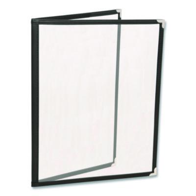 Excello Global Products Menu Holder For 8.5 x 11 Menus, Portrait Orientation 4-View, 9.6 x 11.9, Clear/Black/Silver (SPLSMENU41PK)