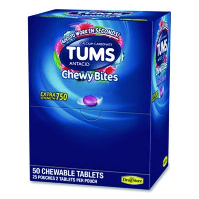 Lil' Drugstore TUMS Antacid Chewy Bites, 2 Tablets/Pouch, 25 Pouches/Box (81518)