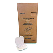 Plastifar Foam Hinged Lid Containers, 3-Compartment, 8.56 x 8 x 2.76, White, Foam, 200/Carton (12092)