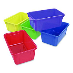 Storex Cubby Bins, 7.8 x 12.2 x 5.1, Assorted Colors, 5/Carton (62414U05C)
