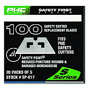 PHC Blunt Tip Utility Knife Safety Blades, 0.75" x 2.25", 5/Pack, 20 Packs/Box (SP017)