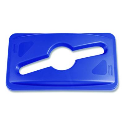 Rubbermaid Commercial Slim Jim Single Stream Recycling Top for Slim Jim Containers, 12.1w x 21d x 2.75h, Blue (1788372)