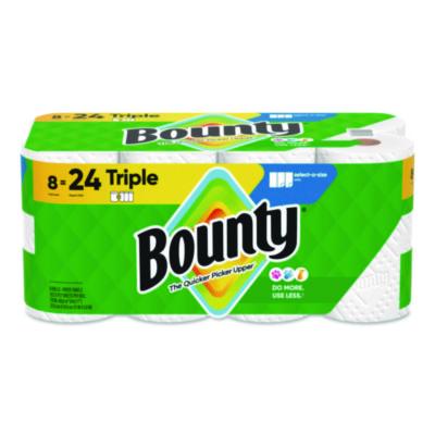 Bounty Select-a-Size Kitchen Roll Paper Towels, 2-Ply, White, 6 x 11, 123 Sheets/Roll, 8 Triple Rolls/Carton (16014)