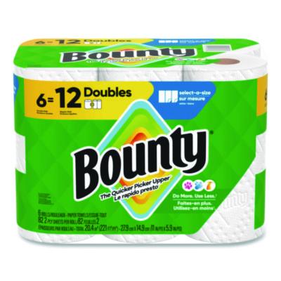 Bounty Select-a-Size Kitchen Roll Paper Towels, 2-Ply, 6 x 11, White, 82 Sheets/Double Roll, 6 Rolls/Carton (15703)