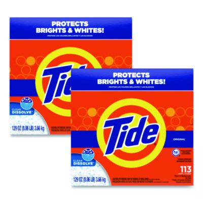 Tide Powder Laundry Detergent, HE Compatible, Original Scent, 129 oz Box, 2/Carton (16673CT)