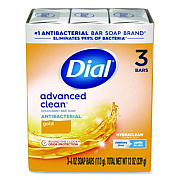 Dial Advanced Clean Antibacterial Deodorant Bar Soap, Gold Scent, 4 oz, 3/Pack, 4 Packs/Carton (11807)