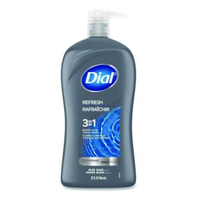 Dial Men Refresh 3-in-1 Body, Hair and Face Wash, Blue Sage Scent, 32 oz, 4/Carton (14130)