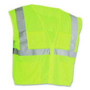 PIP ANSI Class 2 Four Pocket Zipper Safety Vest, Polyester Mesh, 4X-Large, Hi-Viz Lime Yellow (MVGZ4PLY4X)