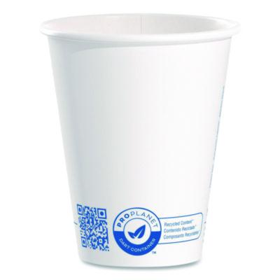 SOLO Recycled Content PCF Paper Hot Cups, ProPlanet Seal, 8 oz, White, 50/Pack (378RCPLANEPK)