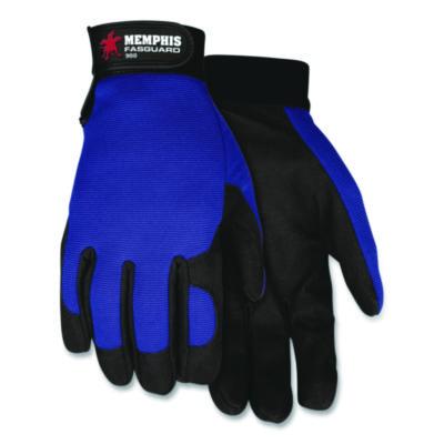 MCR Safety Clarino Synthetic Leather Palm Mechanics Gloves, Medium, Blue/Black, Pair (900M)