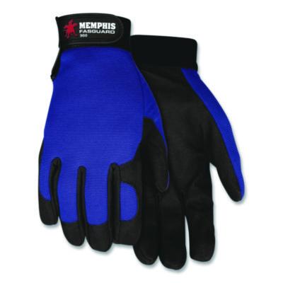 MCR Safety Clarino Synthetic Leather Palm Mechanics Gloves, X-Large, Blue/Black, Pair (900XL)