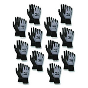 MCR Safety Ninja Nitrile Coating Nylon/Spandex Gloves, Large, Black/Gray, 12 Pairs (N96790L)