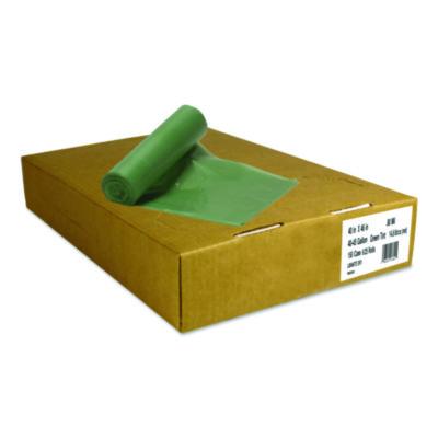 Heritage Eco Blend Max Can Liners, 45 gal, 0.8 mil, 40" x 46", Green, 25 Bags/Roll, 6 Rolls/Carton (L8046TEER1)