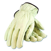 PIP Economy Grade Top-Grain Cowhide Leather Work Gloves, Gunn Cut, Wing Thumb, Medium, Tan, Pair (68162M)
