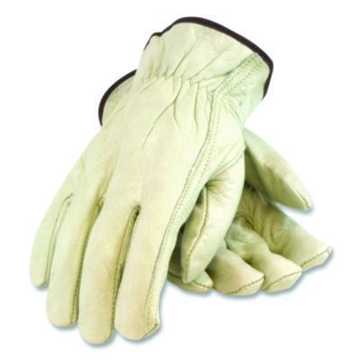 PIP Economy Grade Top-Grain Cowhide Leather Work Gloves, Gunn Cut, Wing Thumb, Medium, Tan, Pair (68162M)