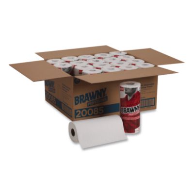Brawny Professional Premium DRC Perforated Roll Wipers, 1-Ply, 11 x 9.38, Unscented, White, 84/Roll, 20 Rolls/Carton (20085)