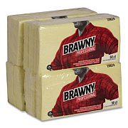 Brawny Professional Dusting Cloths, Quarterfold, 24 x 24, Unscented, Yellow, 50/Pack, 4 Packs/Carton (29624)