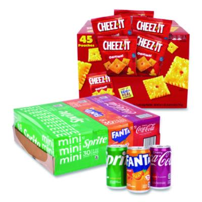 Coca-Cola Soda Mini Variety and Cheez-It Combo Pack, (30) 7.5 oz Cans Assorted Flavors, (45) 1.5 oz Pouch Original Cheez-It/Bundle (60004171)
