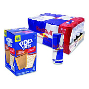 Snack Box Pros Red Bull Energy Drink and Pop Tart Combo Pack,(24) 12oz Cans,(24) Frosted Strawberry/(24) Frosted Brown Sugar Cinnamon/Bundle (60004173)