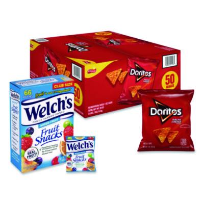 Snack Box Pros Doritos Nacho Cheese Tortilla Chips and Welch's Mixed Fruit Snacks, (50) 1oz Bag Chips, (66) 0.8 oz Pouch Fruit Snacks/Bundle (60004174)