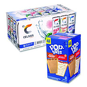 Kellogg's Celcius Vibe and Pop Tarts Variety Combo Pack,(18) 12oz Cans,(24) Frosted Strawberry/(24) Frosted Brown Sugar Cinnamon/Bundle (60004172)