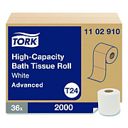 Tork Advanced High-Capacity Bath Tissue, Septic Safe, One-Ply, White, 2,000 Sheets/Roll, 36 Rolls/Carton (1102910)