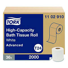 Tork Advanced High-Capacity Bath Tissue, Septic Safe, One-Ply, White, 2,000 Sheets/Roll, 36 Rolls/Carton (1102910)
