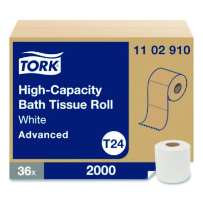 Tork Advanced High-Capacity Bath Tissue, Septic Safe, One-Ply, White, 2,000 Sheets/Roll, 36 Rolls/Carton (1102910)