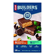 CLIF Bar Builders Protein Bar, Chocolate Mint/Chocolate Peanut Butter, 2.4 oz Bar, 18 Bars/Box (22000543)