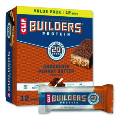 CLIF Bar Builders Protein Bar, Chocolate Peanut Butter, 2.4 oz Bar, 12 Bars/Box (CCC160041)