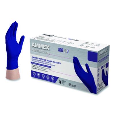 AMMEX Professional Nitrile Exam Gloves, Powder-Free, X-Large, 3 mil Thick, Indigo, 100/Box (AINPF48100)