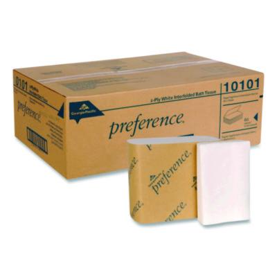 Georgia Pacific Professional preference Singlefold Interfolded Bath Tissue, Septic Safe, 1-Ply, White, 400 Sheets/Pack, 60 Packs/Carton (10101)