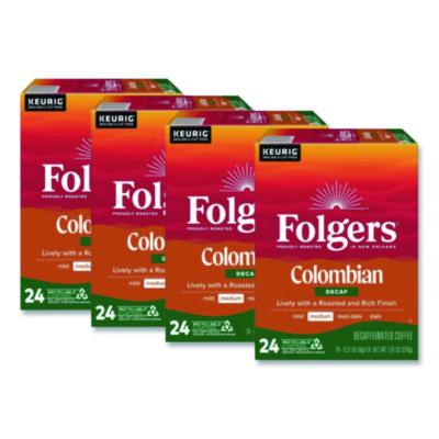 Folgers Colombian Decaf K-Cups, 24/ Box, 4 Boxes/Carton (0570CT)
